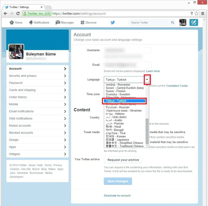 Twitter Dili Türkçe Nasıl Yapılır
