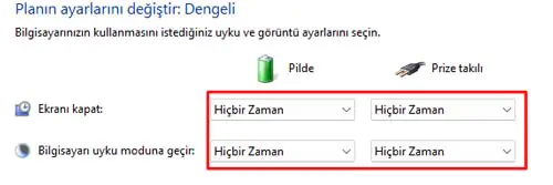 Monitör Güç Tasarruf Modunu Kapatma