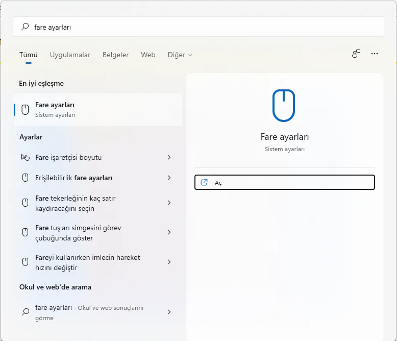 Windows 11'de fare hızlandırma