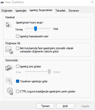 Windows 11'de fare hızlandırma