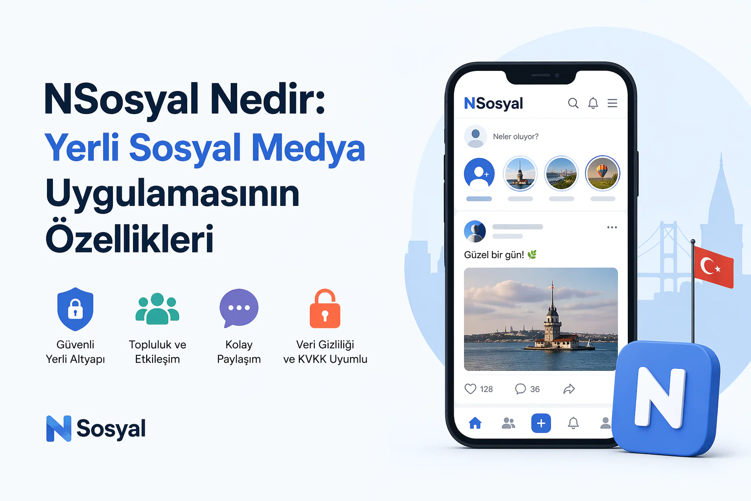NSosyal Nedir sorusuna yanıt veren yerli sosyal medya arayüzü ve kullanıcı etkileşimi