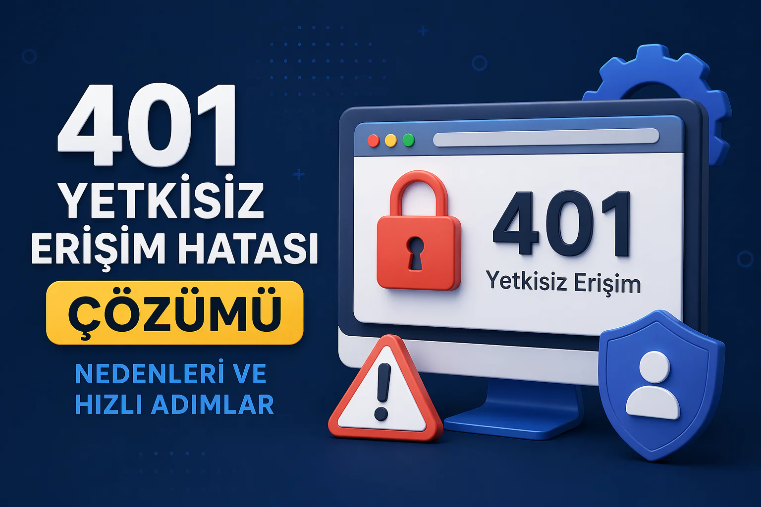 401 Yetkisiz Erişim Hatası ekranında tarayıcı uyarısı ve giriş engeli görünümü
