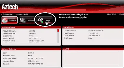 Aztech DSL5008en Modem Kurulumu