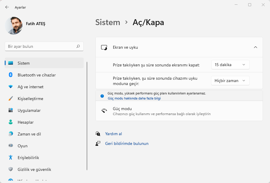 windows 11 uyku modu sorunu