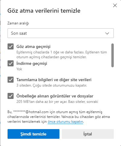 Microsoft Edge Tarayıcı Önbelleği Temizleme