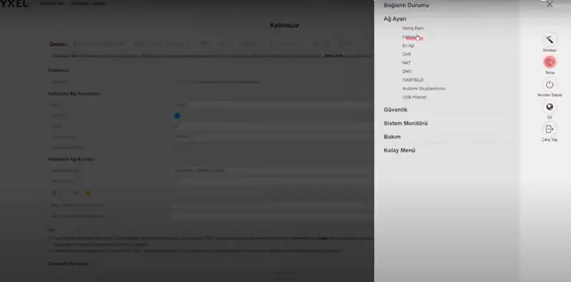 zyxel wifi 6 kablosuz şifre değişikliği