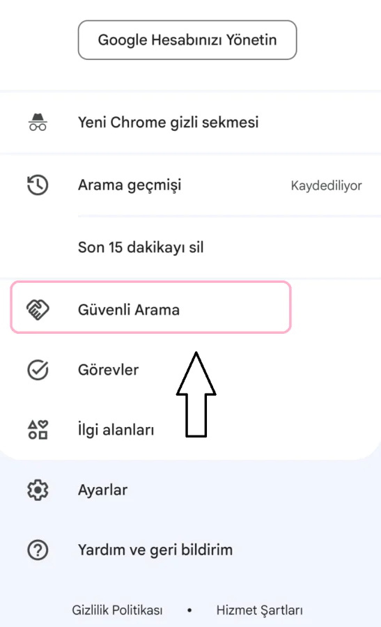 Androidde güvenli arama