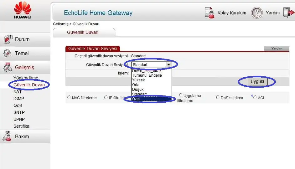 Huawei HG521 arayüz ekranı