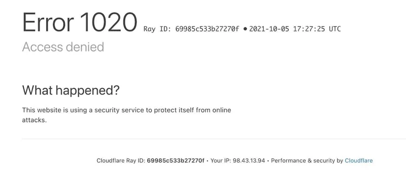 1020 Erişim Engellendi Hatası