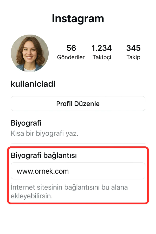 Instagram Biyografi Bağlantı Nasıl Eklenir işlem adımları nelerdir