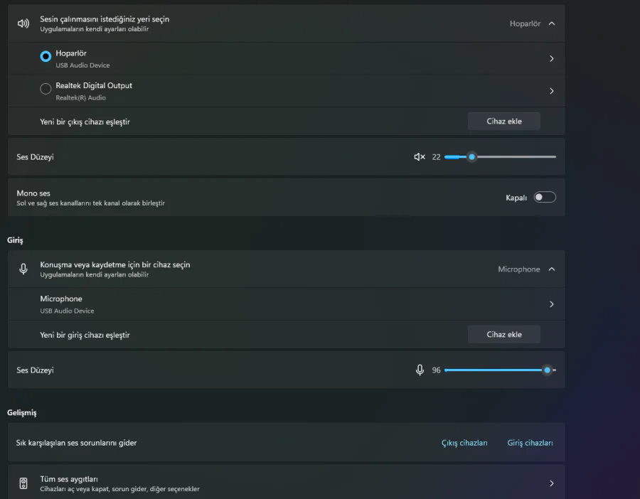 W11 de Uygulamaya Özel Ses Ayarı Nasıl Yapılır 