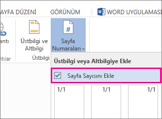 Word’de Sayfa Numarası Ekleme