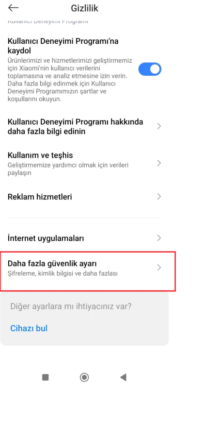 Android'de güvenli klasör oluşturma