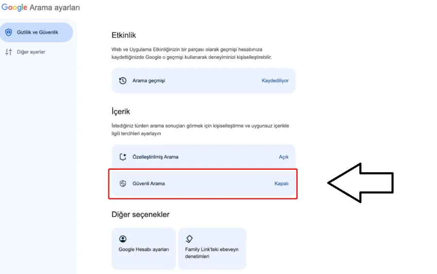 Tarayıcı Üzerinden Google Ayarları