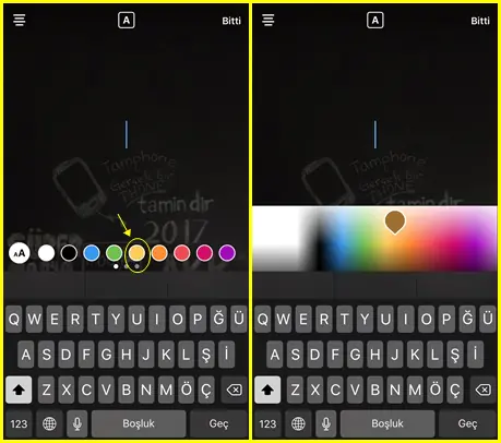 Instagram hikaye ekranını boyama