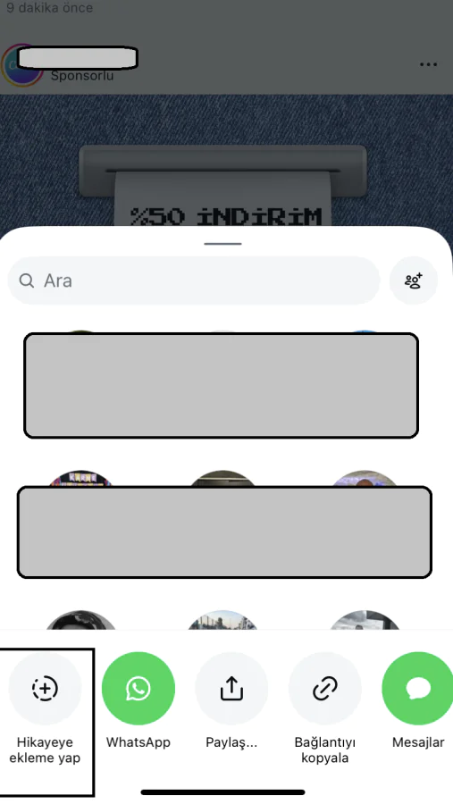 Instagram da başkasının hikayesini paylaşma