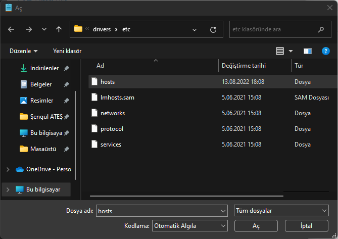 Windows 11 HOSTS Dosyası Nasıl Düzenlenir