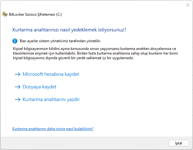 Bilgisayarda BitLocker Kurtarma Anahtarı Nasıl Bulunur