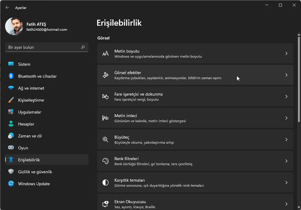 Windoows 11 Bildirimlerin Ekranda Kalma Süresi