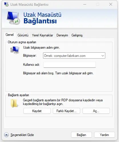 Uzak Masaüstü Bağlantısı