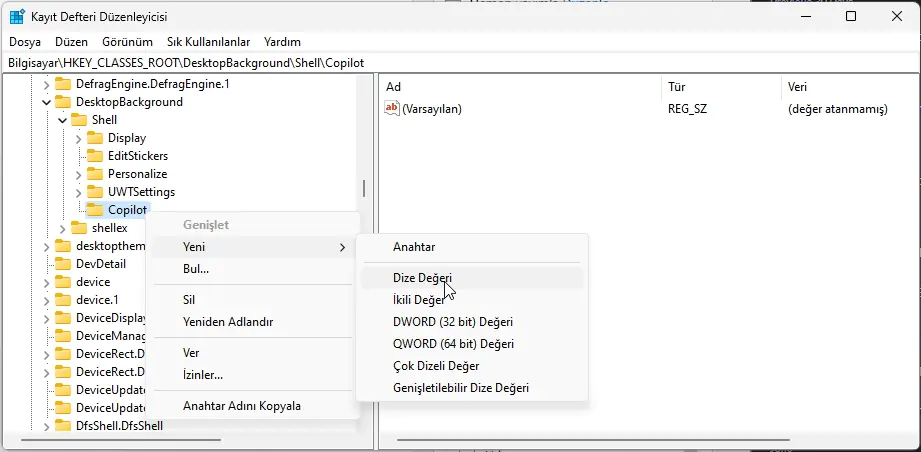 Sağ Tık Menüsüne Copilot Eklemek