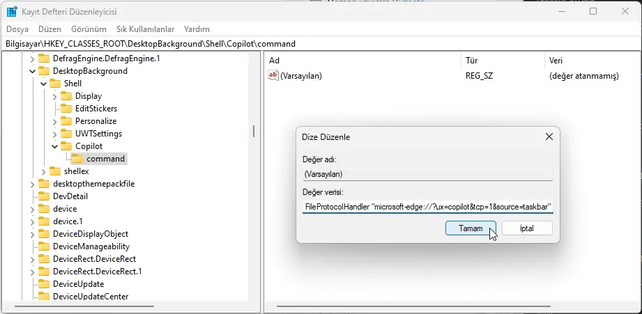 Sağ Tık Menüsüne Copilot Eklemek