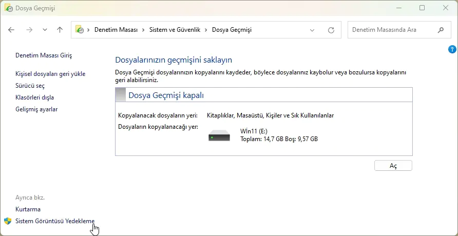 Windows 11 USB Yedekleme