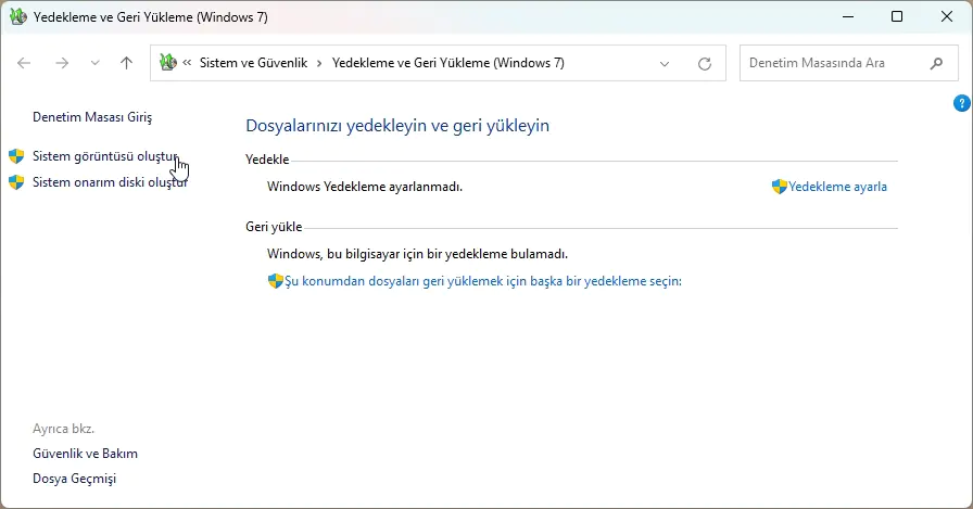 Windows 11 USB Yedekleme