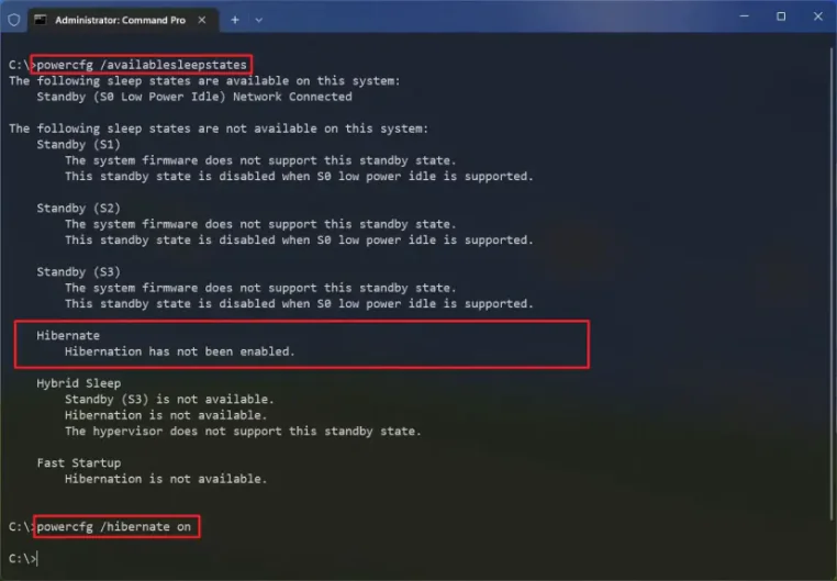 Windows 11 Hazırda Bekletme Etkinleştirme
