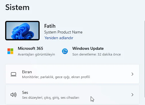 Ses Çıkış Cihazlarını Değiştirmek