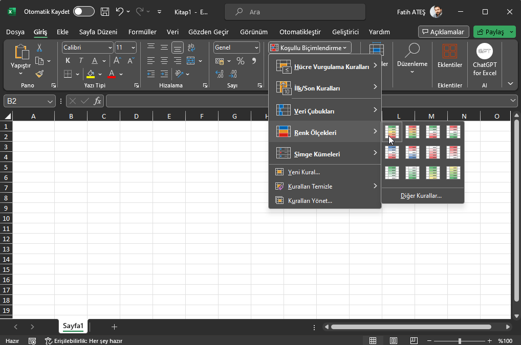 Excel Isı Haritası Nasıl Oluşturulur