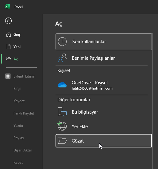 Excel Otomatik Kurtarma Çalışmıyor