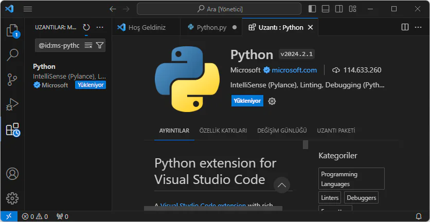 Visual Studio Code Üzerine Python Kurulumu