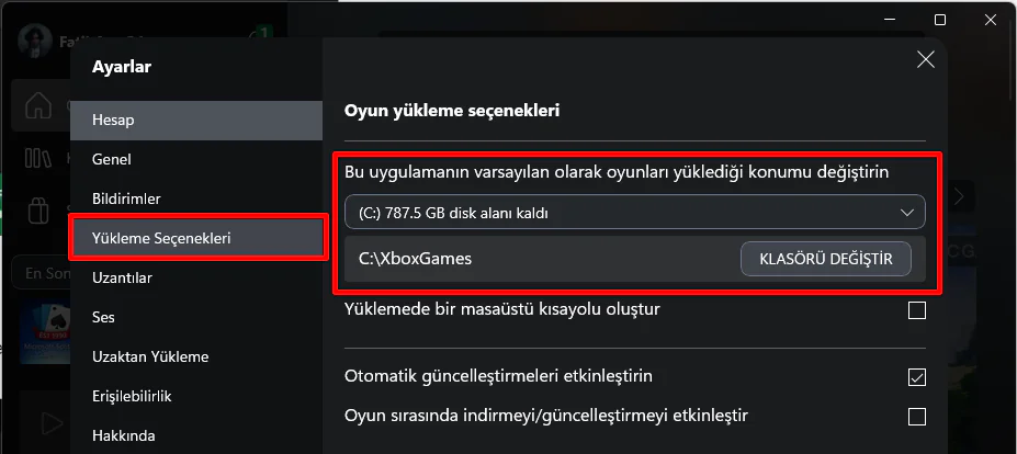 Oyunların Nereye Kurulacağını Seçme