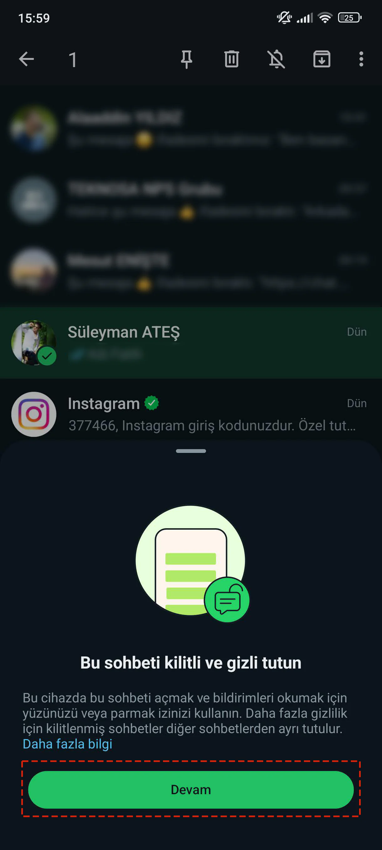 WhatsApp Sohbetlerini Gizleme