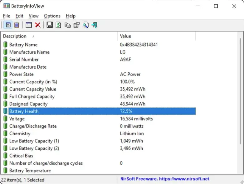 Bilgisayar Pil Sağlığı Öğrenme Laptop