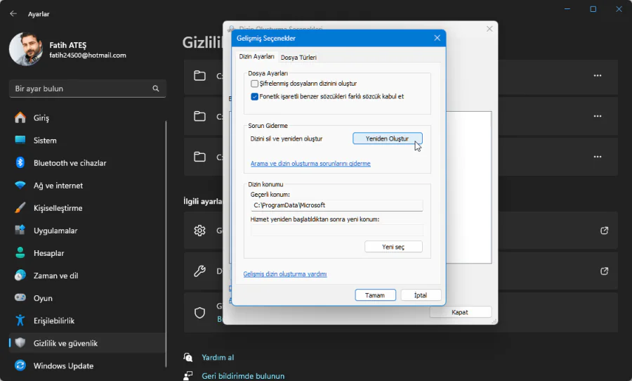 Windows 11 Arama Çubuğu Çalışmıyor