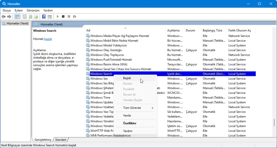 Windows 11 Arama Çubuğu Çözümü