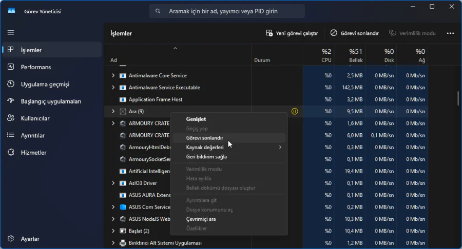 Windows 11 Arama Çubuğu Yazmıyor