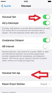 iPhone 6 hücresel veri