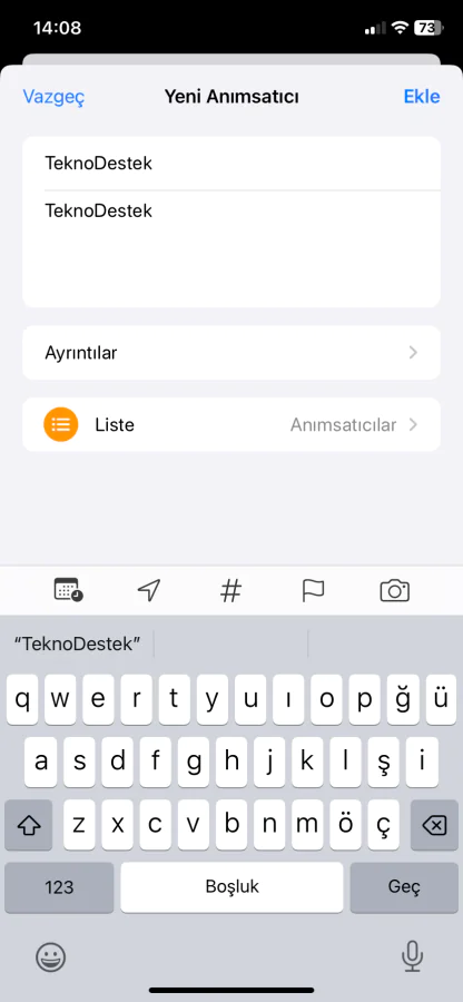 iOS 26.2 ile anımsatıcılara alarm ekleme