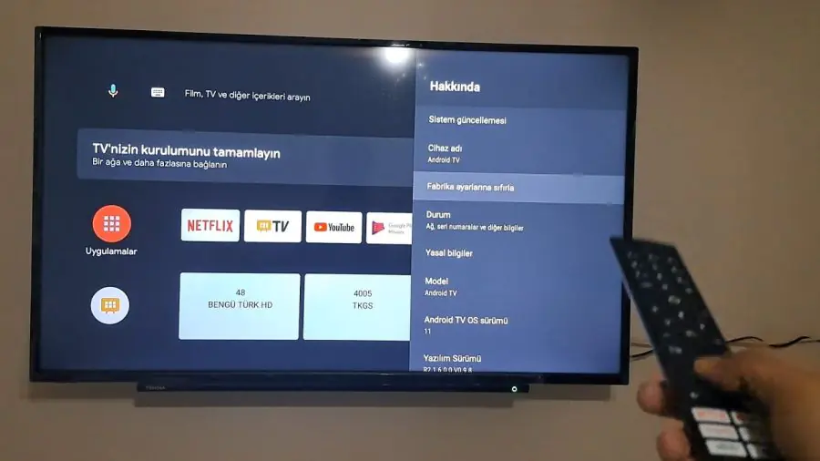 Toshiba TV Fabrika Ayarlarına Nasıl Dönülür ilk kurulumu nasıl yapılır