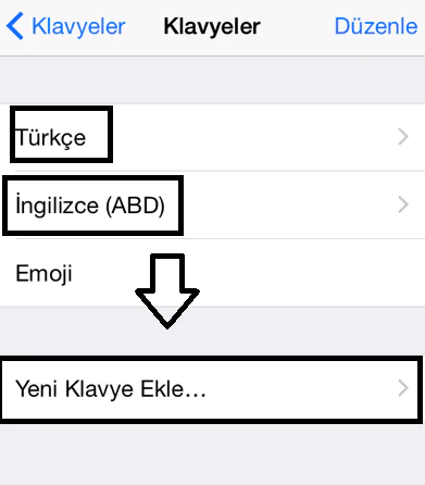 iPhone Klavye Ekleme