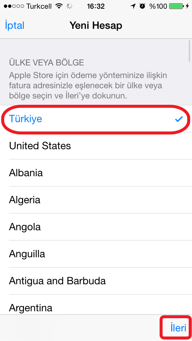 iPhone Üzerinden Apple ID Oluşturma işlem adımları