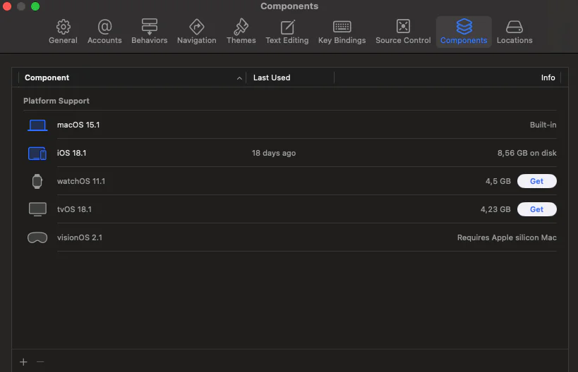 xCode iOS Bileşen Yüklenmesi