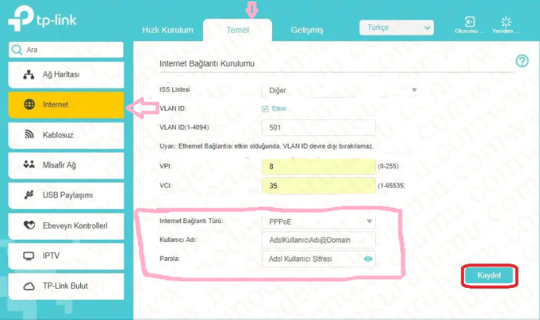 tp-link-archer-vr2800 kablosuz modem
