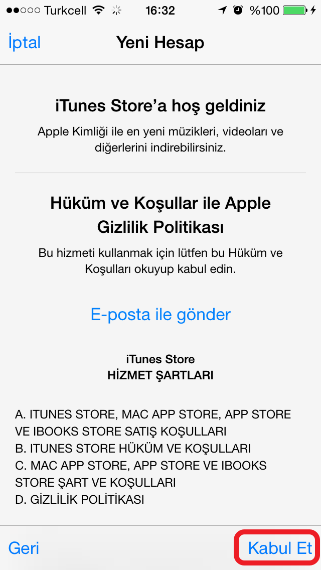 iPhone Üzerinden kredi kartsız Apple ID Oluşturma