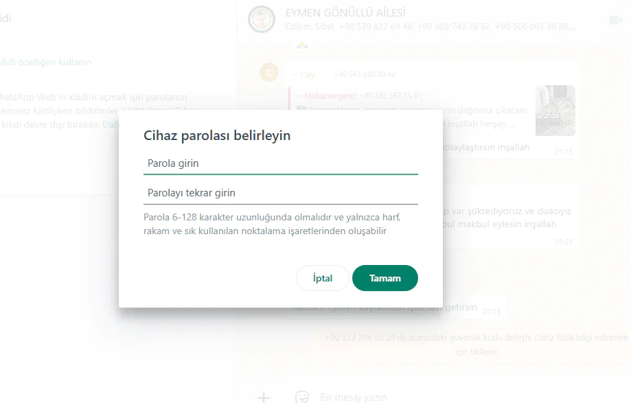 WhatsApp web kilidi