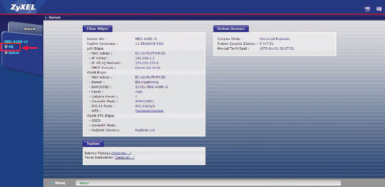 ZyXEL NBG-418N v2 Router Universal Repeater Kurulumu Nedir
