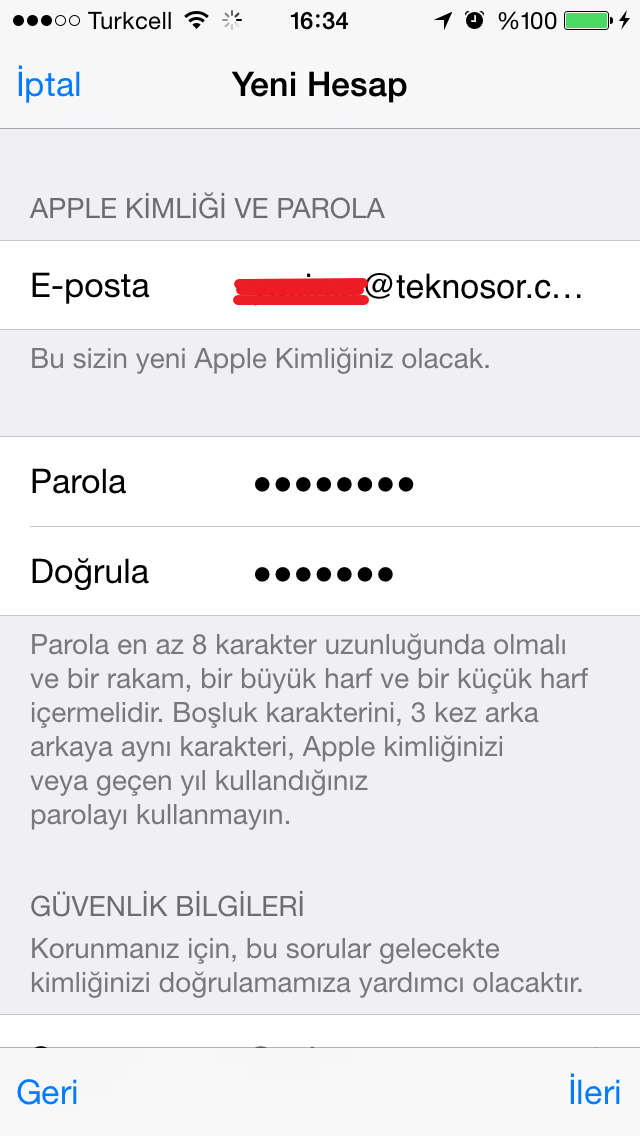 Apple ID Oluşturma